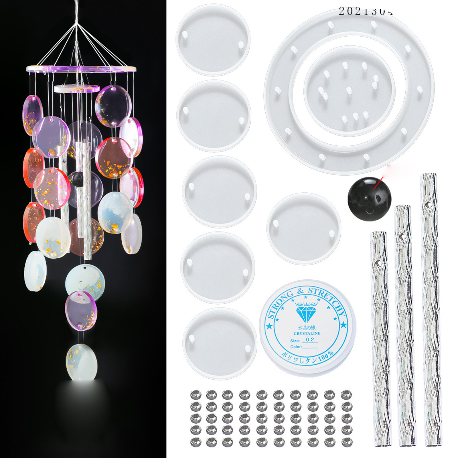 Picture of Silicone Resin Mold For Jewelry Making Wind Chime Material Package Set Wind Chime White 11.5cm - 1.6cm, 1 Set