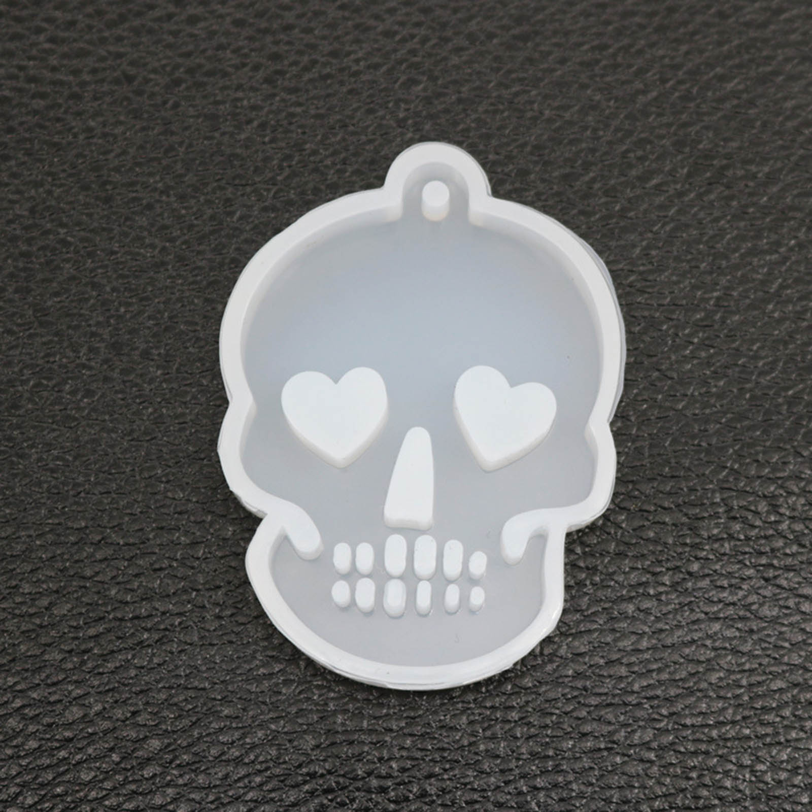 Picture of Silicone Resin Mold For Jewelry Making Pendant Skull Heart White 5.6cm x 4.1cm, 1 Piece