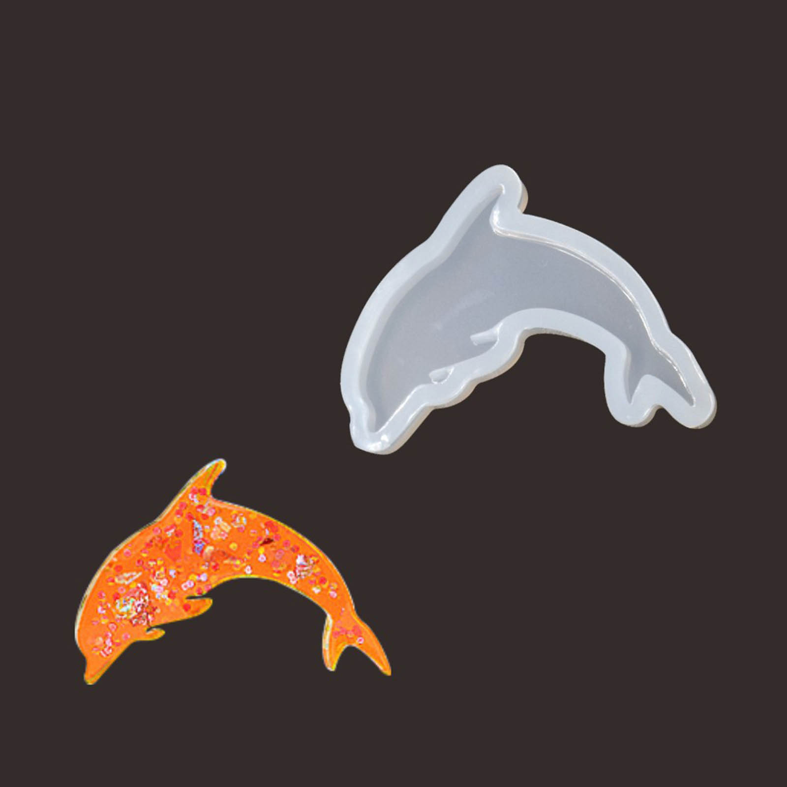 Picture of Silicone Resin Mold For Jewelry Making Pendant Dolphin Animal White 5cm x 2cm, 1 Piece