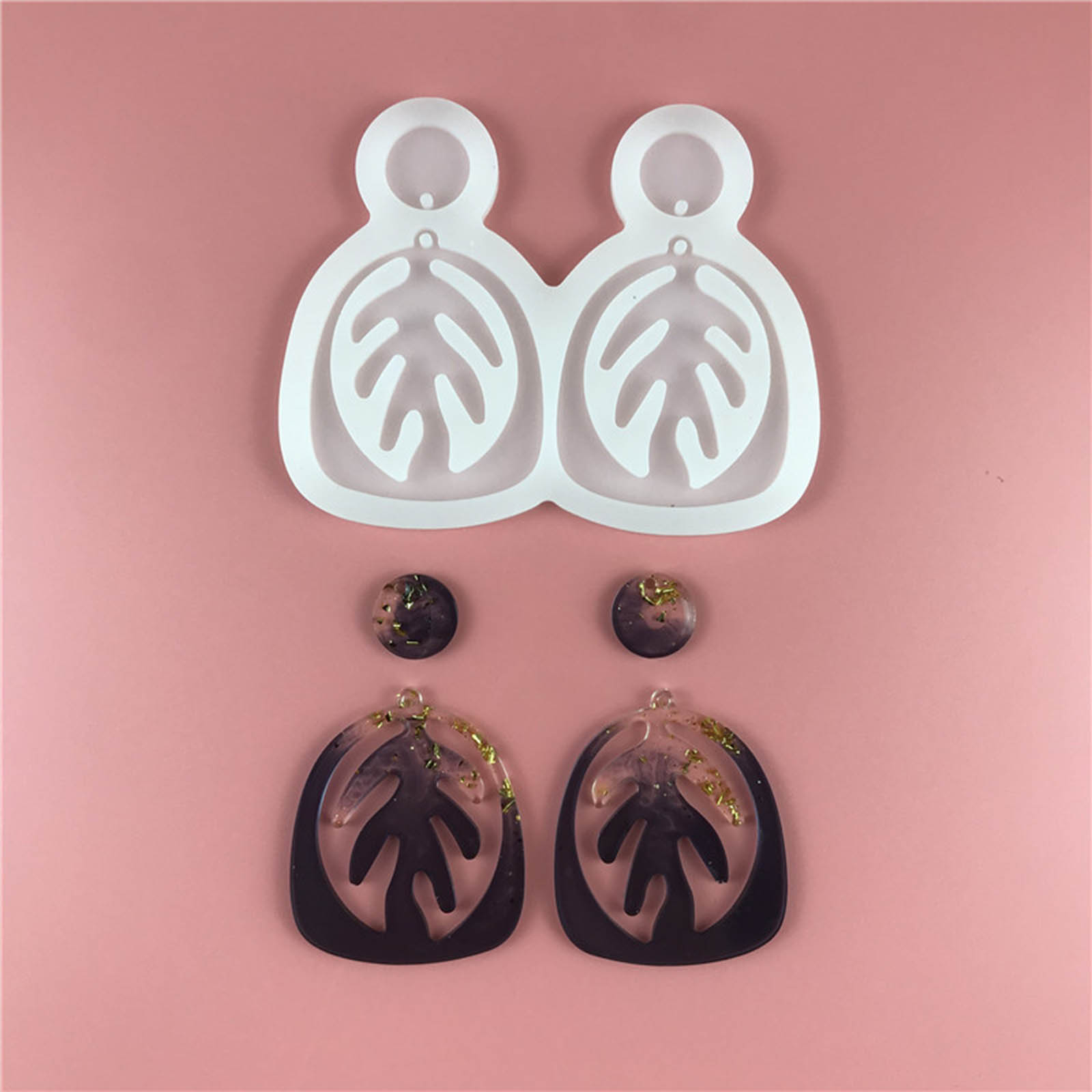 Picture of Silicone Resin Mold For Jewelry Making Earring Pendant Leaf White 11.5cm x 9.3cm, 1 Piece