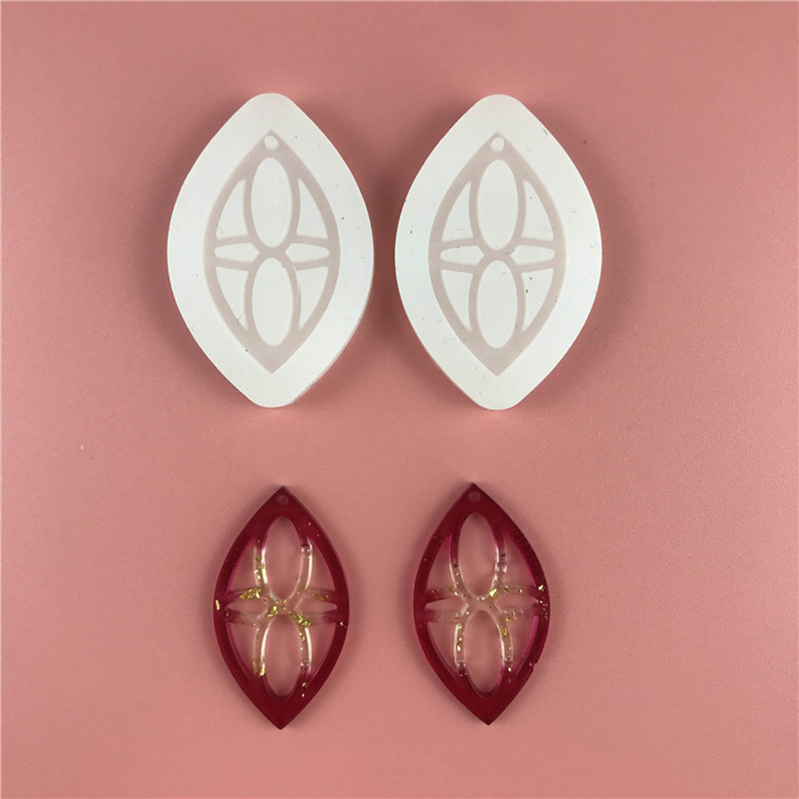 Picture of Silicone Resin Mold For Jewelry Making Earring Pendant Eye White 4.5cm x 3cm, 1 Set ( 2 PCs/Set)