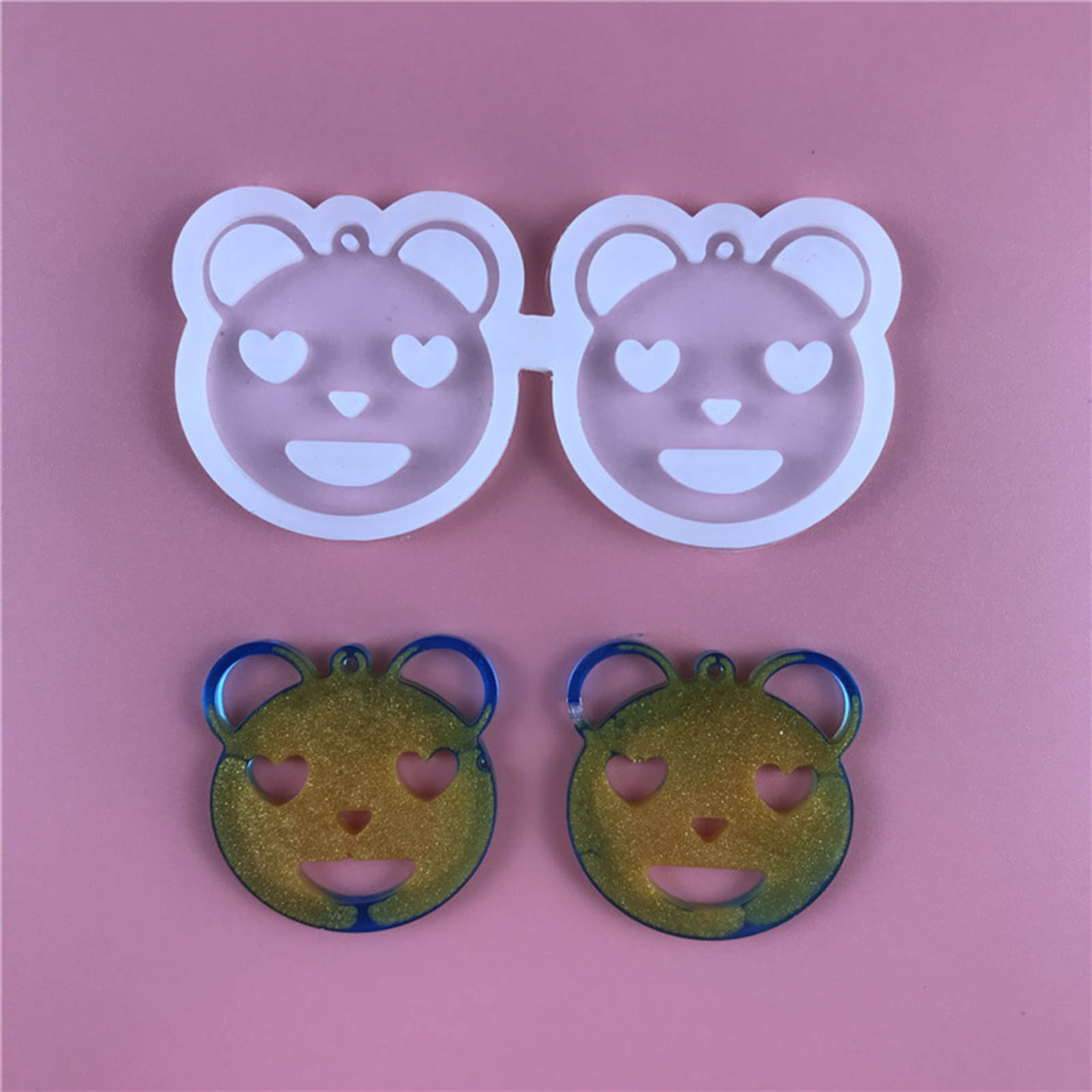 Picture of Silicone Resin Mold For Jewelry Making Earring Pendant Bear Animal White 9cm x 4.5cm, 1 Piece