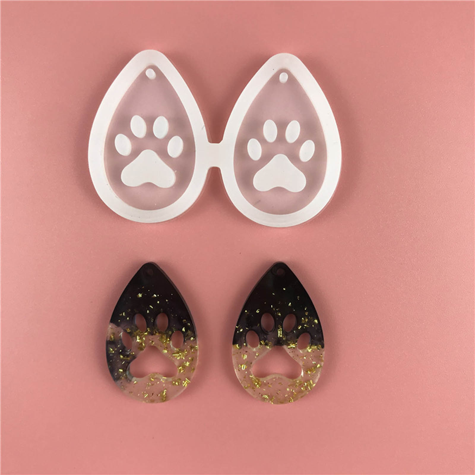 Picture of Silicone Resin Mold For Jewelry Making Earring Pendant Drop Paw Claw White 6.1cm x 4.2cm, 1 Piece