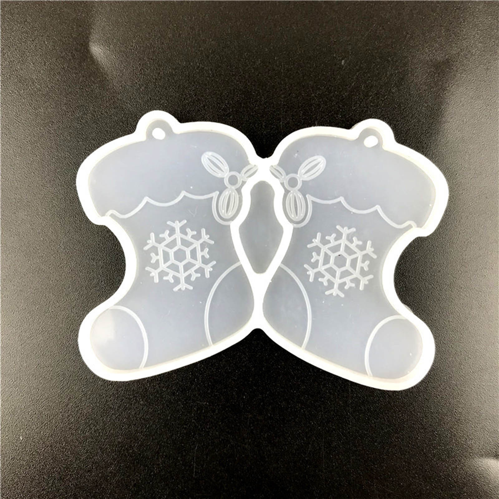 Picture of Silicone Resin Mold For Jewelry Making Earring Pendant Christmas Santa Boots White 7.3cm x 5.5cm, 1 Piece