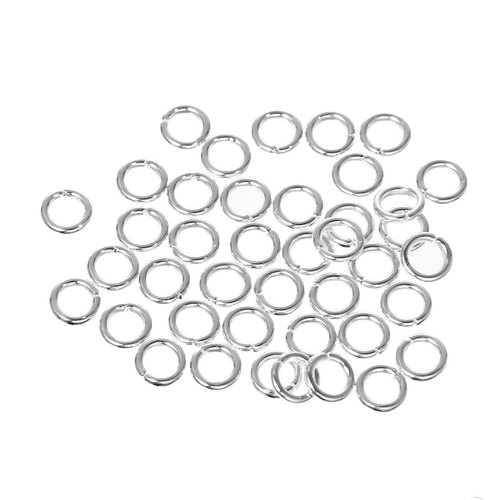 Picture of 1mm Iron Based Alloy Open Jump Rings Findings Round Silver Plated 5mm Dia, 1000 PCs