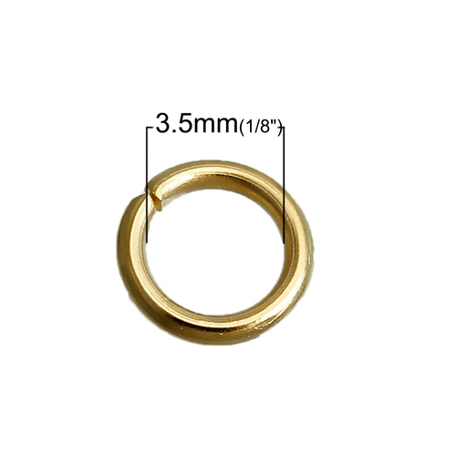 Picture of Stainless Steel Opened Jump Rings Findings Round Gold Plated 5mm( 2/8") Dia, 50 PCs
