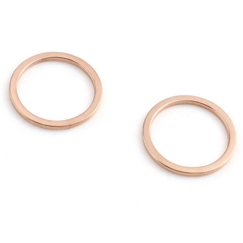 Picture of Stainless Steel Connectors Circle Ring Rose Gold 12mm Dia., 10 PCs