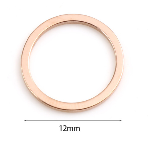 Picture of Stainless Steel Connectors Circle Ring Rose Gold 12mm Dia., 10 PCs