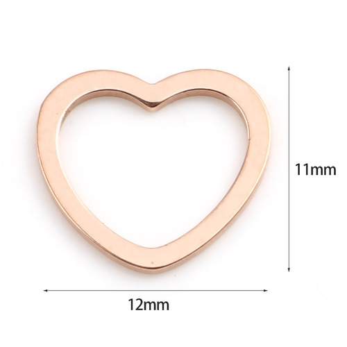 Picture of Stainless Steel Valentine's Day Connectors Heart Rose Gold 12mm x 11mm, 10 PCs