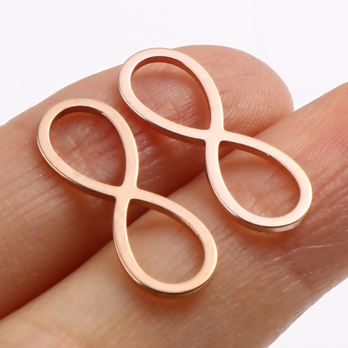 Picture of Stainless Steel Connectors Infinity Symbol Rose Gold 21mm x 7mm, 10 PCs