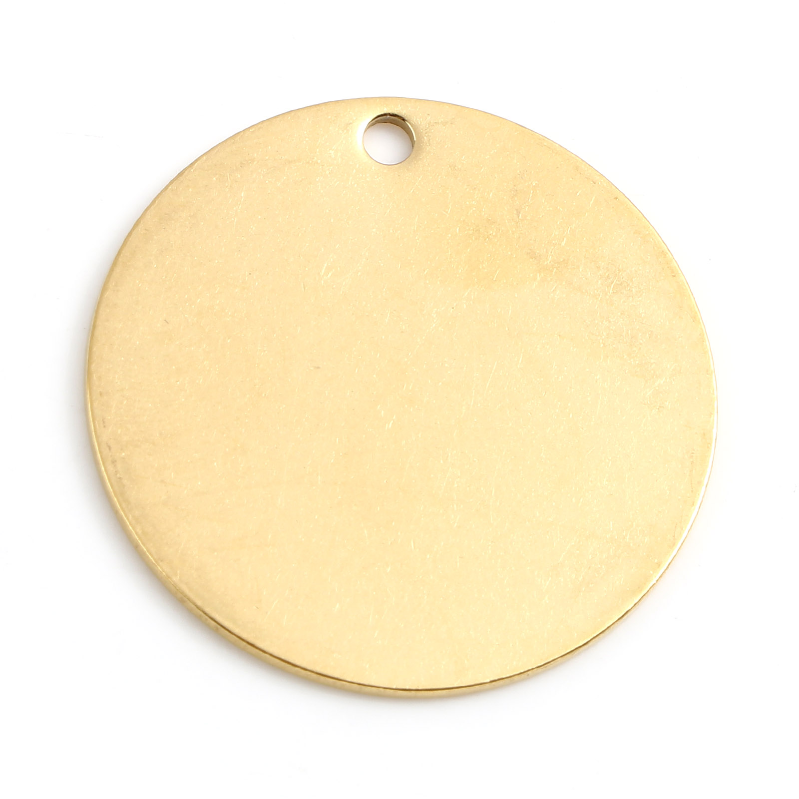 Picture of Stainless Steel Blank Stamping Tags Pendants Round Gold Plated One-sided Polishing 30mm Dia., 2 PCs