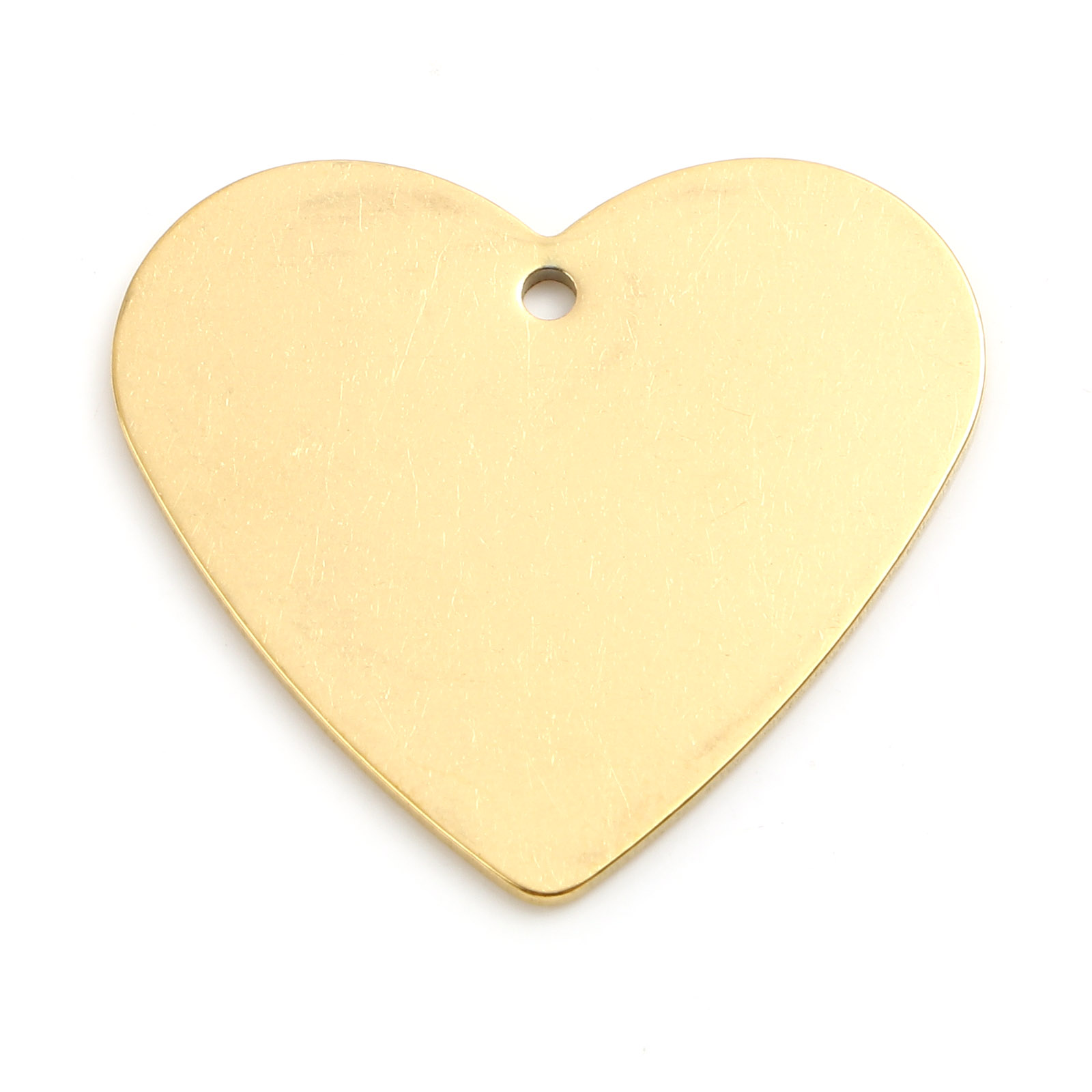 Picture of Stainless Steel Valentine's Day Blank Stamping Tags Charms Heart Gold Plated One-sided Polishing 27mm x 24.5mm, 2 PCs