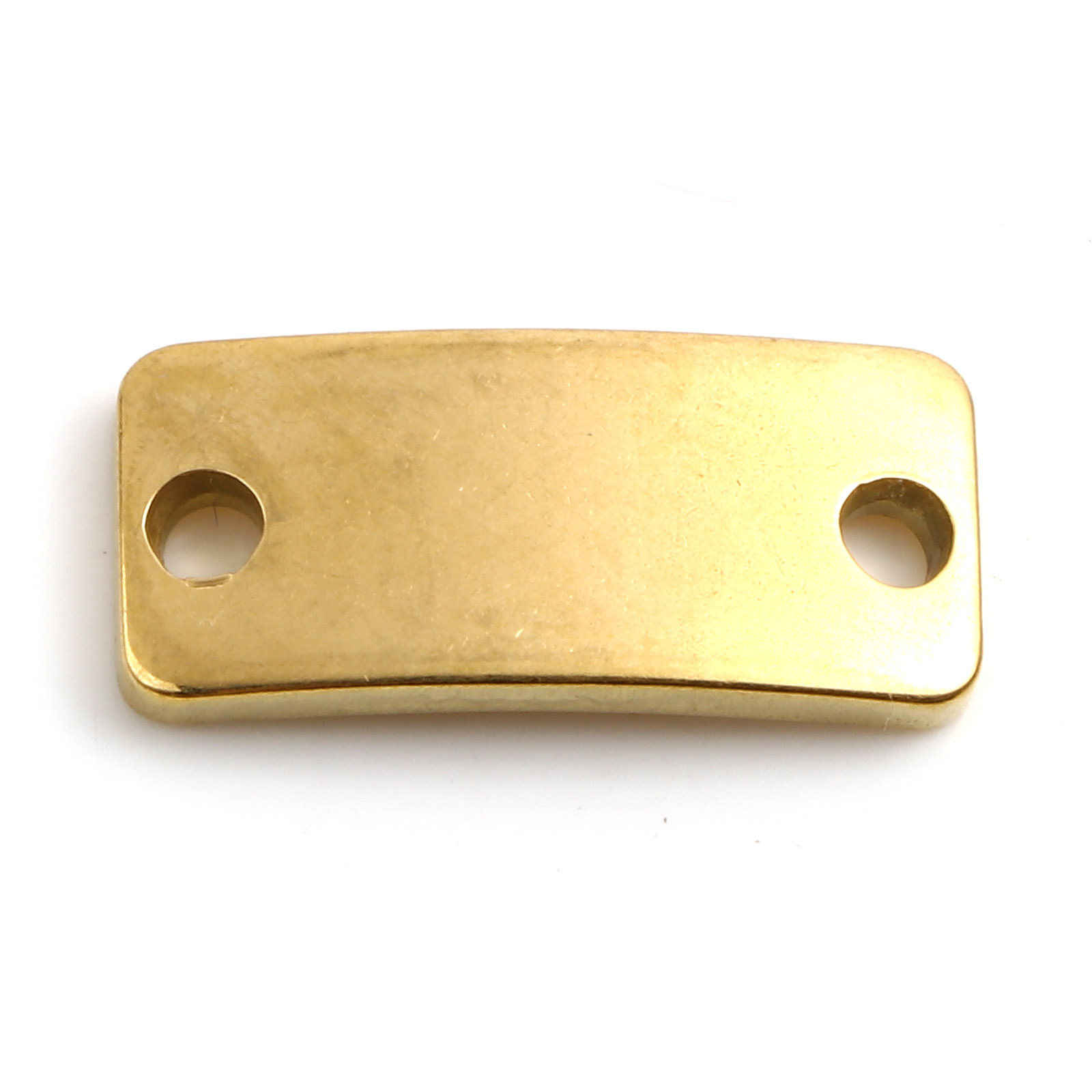 Picture of Stainless Steel Blank Stamping Tags Connectors Charms Pendants Rectangle Gold Plated One-sided Polishing 21mm x 9mm, 2 PCs