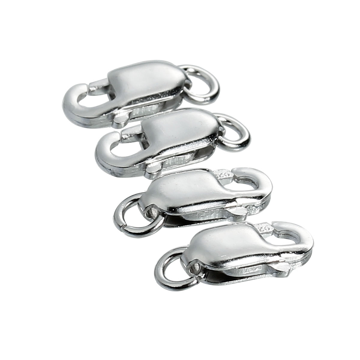 Picture of Sterling Silver Lobster Clasps Silver Rectangle W/ Closed Soldered Jump Ring 10mm( 3/8") x 4mm( 1/8"), 1 Piece