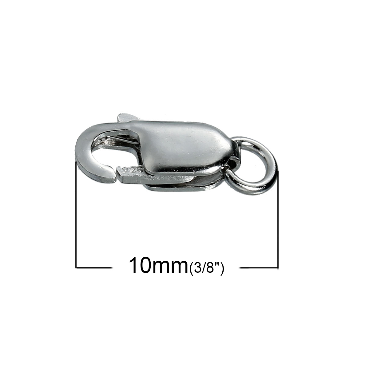Picture of Sterling Silver Lobster Clasps Silver Rectangle W/ Closed Soldered Jump Ring 10mm( 3/8") x 4mm( 1/8"), 1 Piece