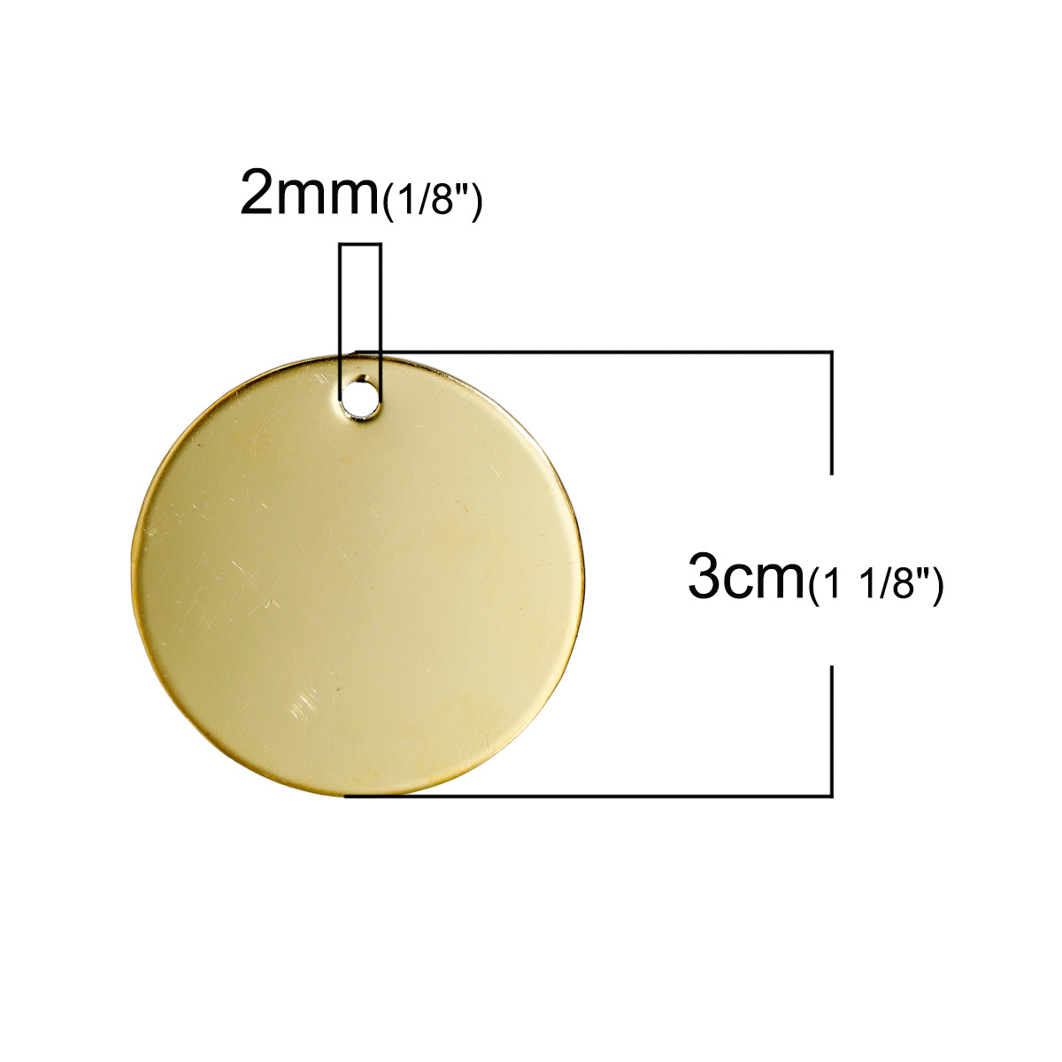 Picture of 304 Stainless Steel Blank Stamping Tags Pendants Round Gold Plated One-sided Polishing 30mm Dia., 3 PCs