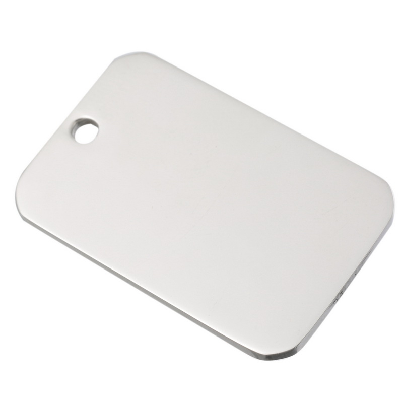 Picture of 304 Stainless Steel Blank Stamping Tags Pendants Rectangle Silver Tone One-sided Polishing 40mm x 25mm, 1 Piece