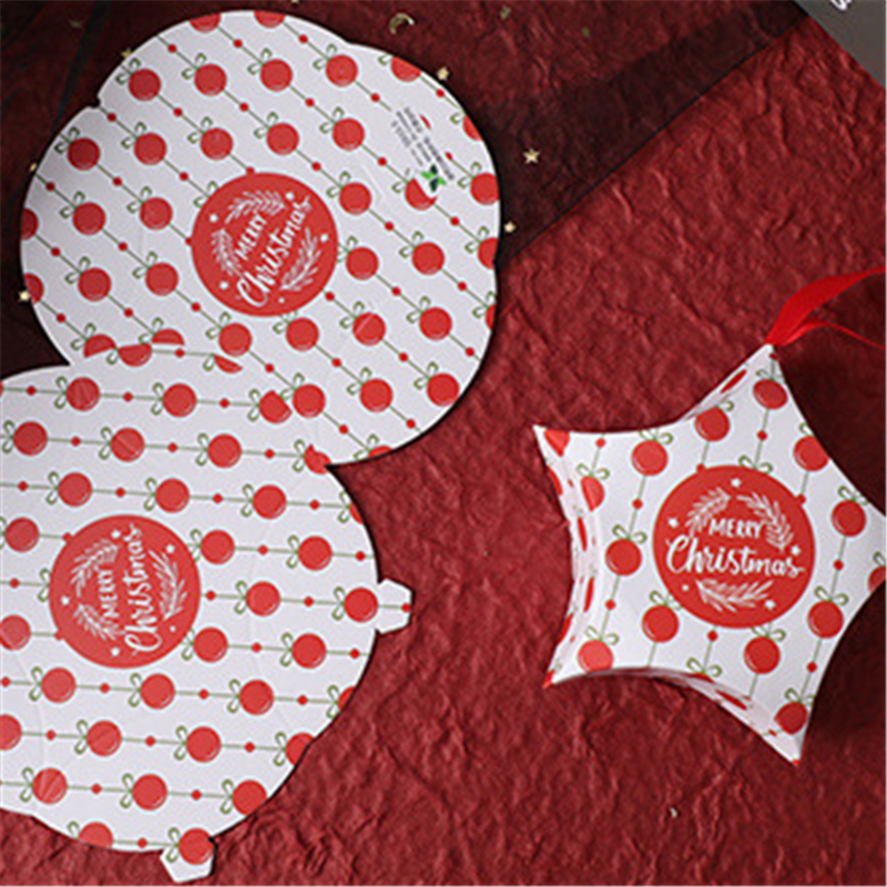 紙 キャンディーボックス 赤 星 クリスマス?サンタクロース 12cm x 12cm、 1 個 の画像