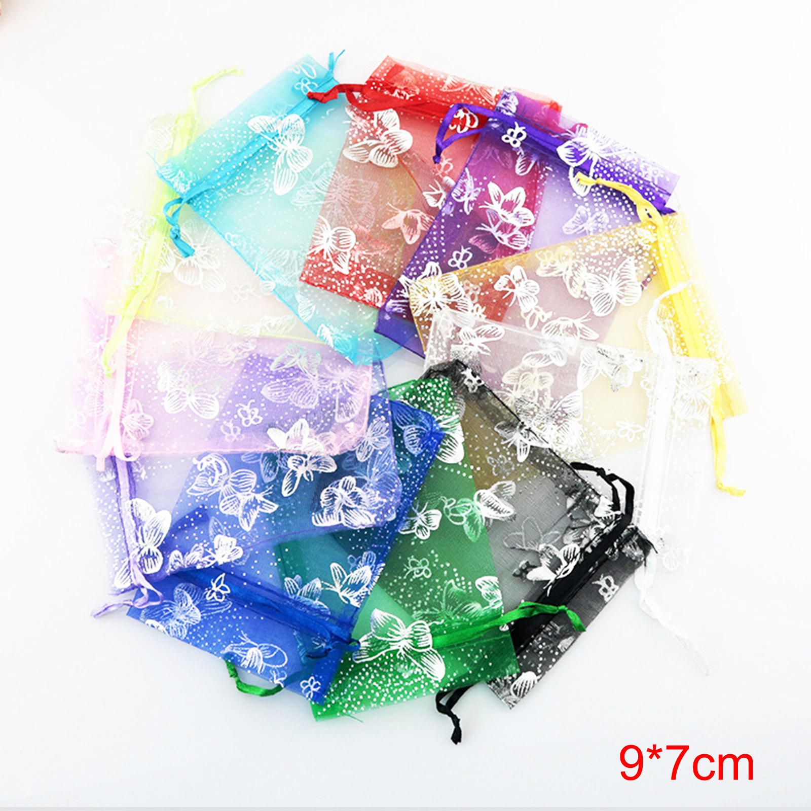 Picture of Wedding Gift Organza Drawstring Bags At Random Color Butterfly 9cm x7cm(3 4/8" x2 6/8"), 20 PCs