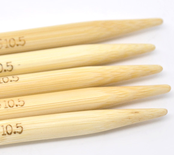 Picture of (US10.5 6.5mm) Bamboo Double Pointed Knitting Needles Natural 13cm(5 1/8") long, 1 Set ( 5 PCs/Set)