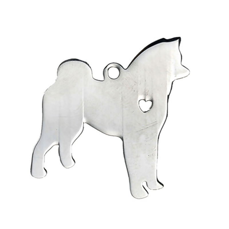Picture of 304 Stainless Steel Pet Silhouette Pendants Beagle Animal Heart Silver Tone Blank Stamping Tags One Side 30mm x 24mm, 1 Piece