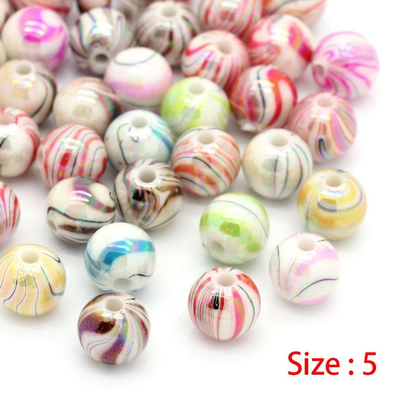 Picture of Acrylic Bubblegum Beads Ball Clear AB Color Crackle About 8mm Dia, Hole: Approx 2mm, 200 PCs