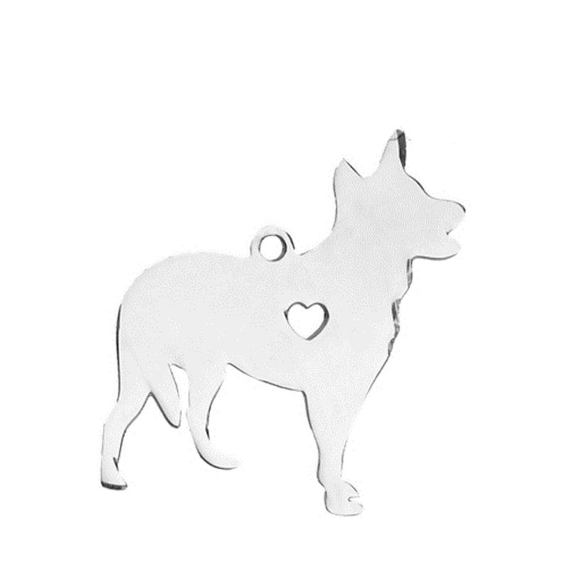 Picture of 304 Stainless Steel Pet Silhouette Charms Cat Animal Heart Silver Tone Blank Stamping Tags One Side 22mm x 17mm, 1 Piece