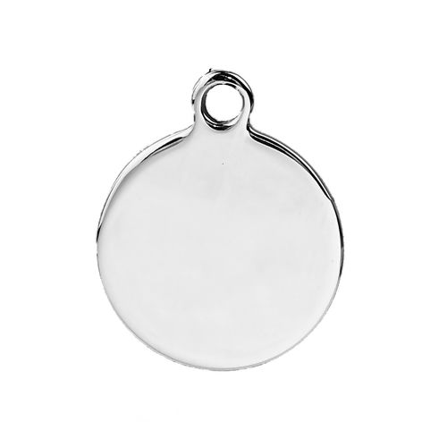 Picture of Stainless Steel Blank Stamping Tags Charms Round Silver Tone One-sided Polishing 24mm x 20mm, 2 PCs