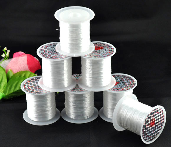 Picture of Nylon Elastic Stretch Jewelry Thread Cord Transparent 0.4mm, 10 Rolls (Approx 10 M/Roll)