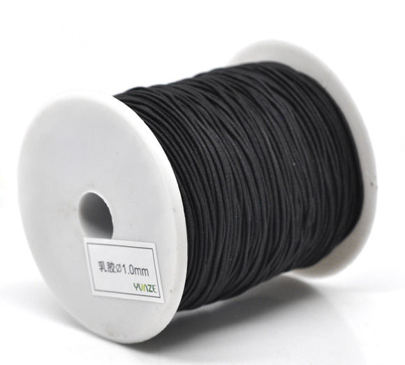 Picture of Latex & Nylon Elastic Jewelry Rope Black 1mm, 1 Roll (120M/Roll)