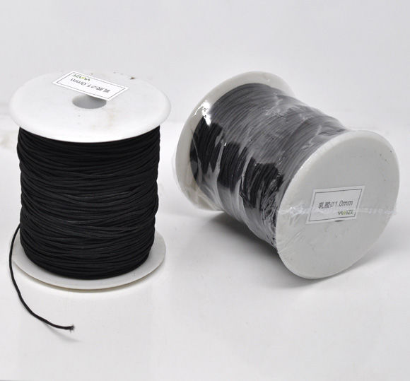 Picture of Latex & Nylon Elastic Jewelry Rope Black 1mm, 1 Roll (120M/Roll)