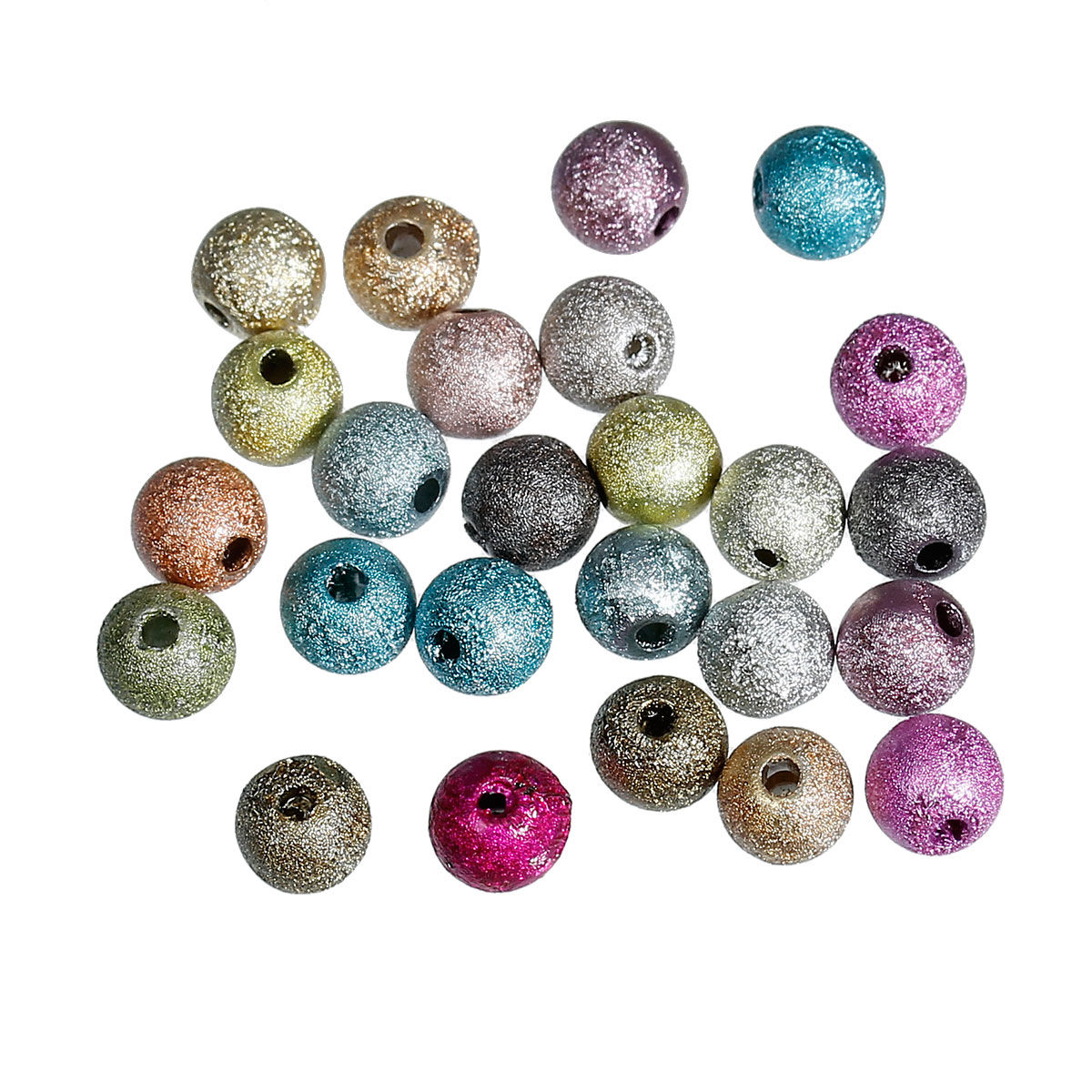 Picture of Acrylic Sparkledust Bubblegum Beads Round At Random About 6mm Dia, Hole: Approx 1mm, 500 PCs