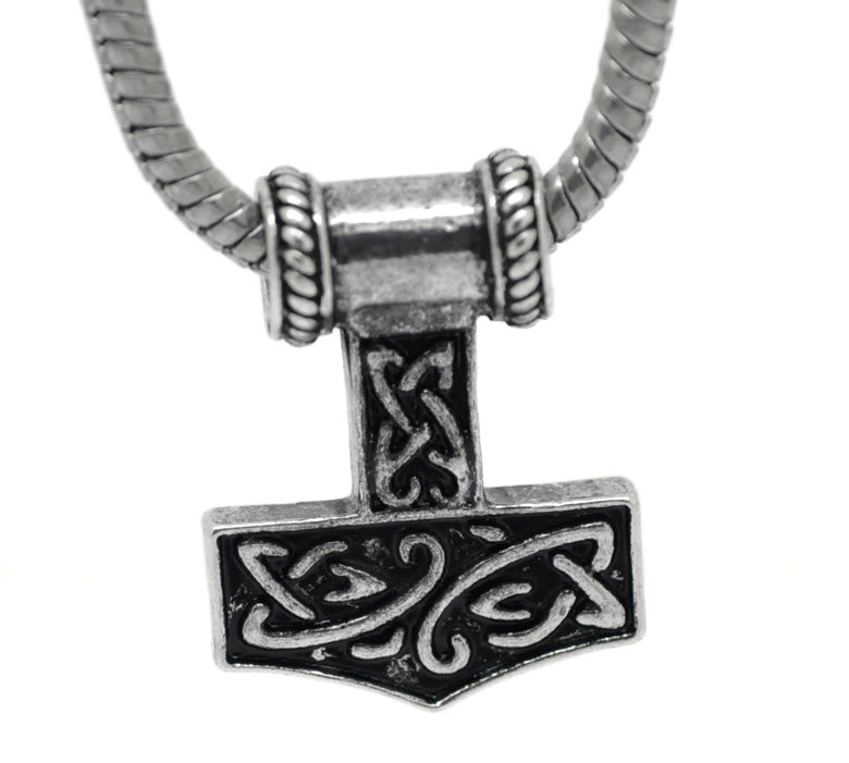 Picture of Zinc Based Alloy European Style Large Hole Charm Beads Antique Silver Color The Hammer Of The Norse God Thor 27mm x 21mm, Hole: Approx 4.8mm, 10 PCs