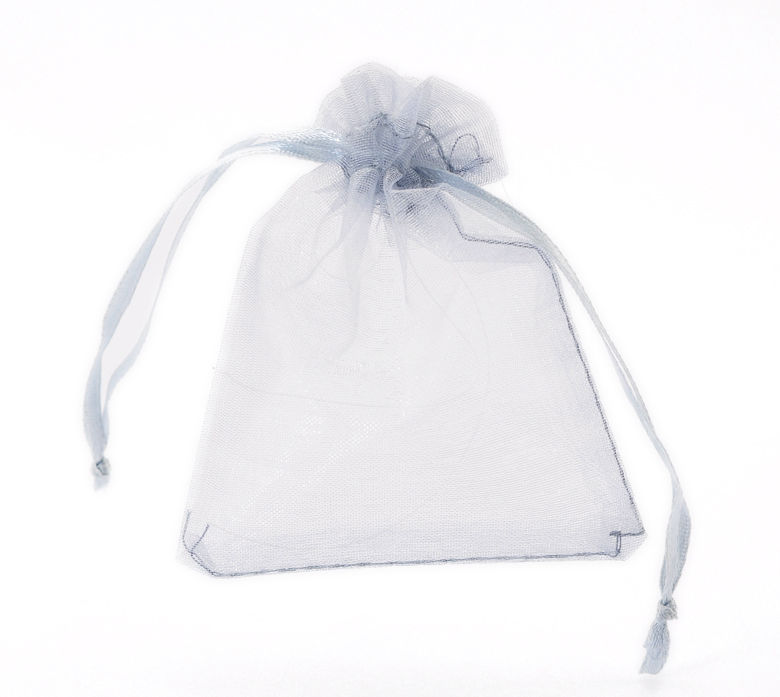 Picture of Wedding Gift Organza Jewelry Bags Drawstring Rectangle Silver-gray 9cm x7cm(3 4/8" x2 6/8"), 100 PCs