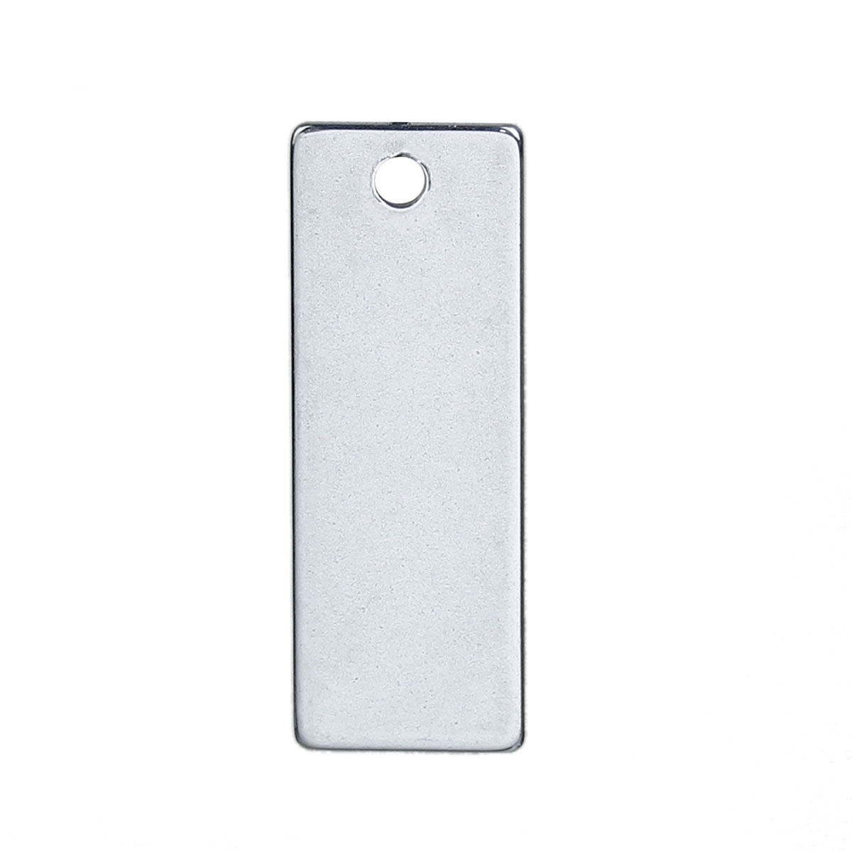 Picture of 304 Stainless Steel Blank Stamping Tags Charms Rectangle Silver Tone Roller Burnishing 25mm x 9mm, 20 PCs