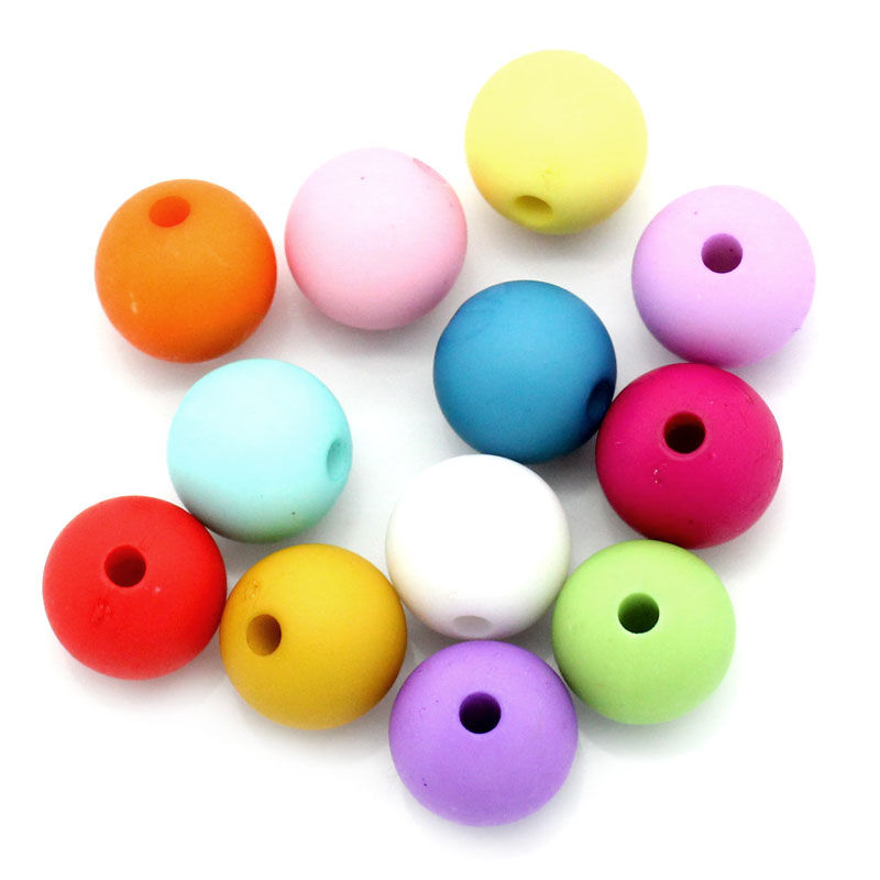 Picture of Acrylic Opaque Bubblegum Beads Round At Random About 10mm Dia, Hole: Approx 2mm, 100 PCs