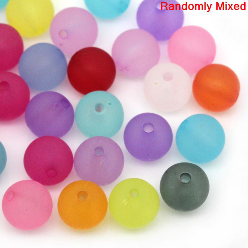 Picture of Acrylic Bubblegum Beads Ball At Random Frosted About 10mm Dia, Hole: Approx 1.6mm, 200 PCs