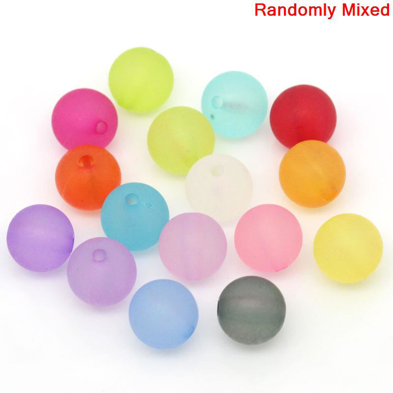Picture of Acrylic Bubblegum Beads Ball At Random Frosted About 10mm Dia, Hole: Approx 1.6mm, 200 PCs
