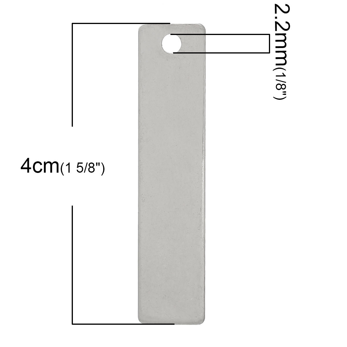 Picture of 304 Stainless Steel Blank Stamping Tags Pendants Rectangle Silver Tone One-sided Polishing 4cm x 9mm, 10 PCs