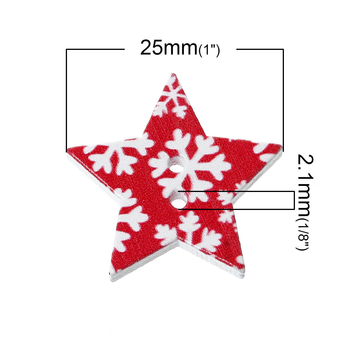 Imagen de Costura Botón Dos Agujeros Madera de Estrella Al Azar ,Navidad 25mm x 24mm, 50 Unidades