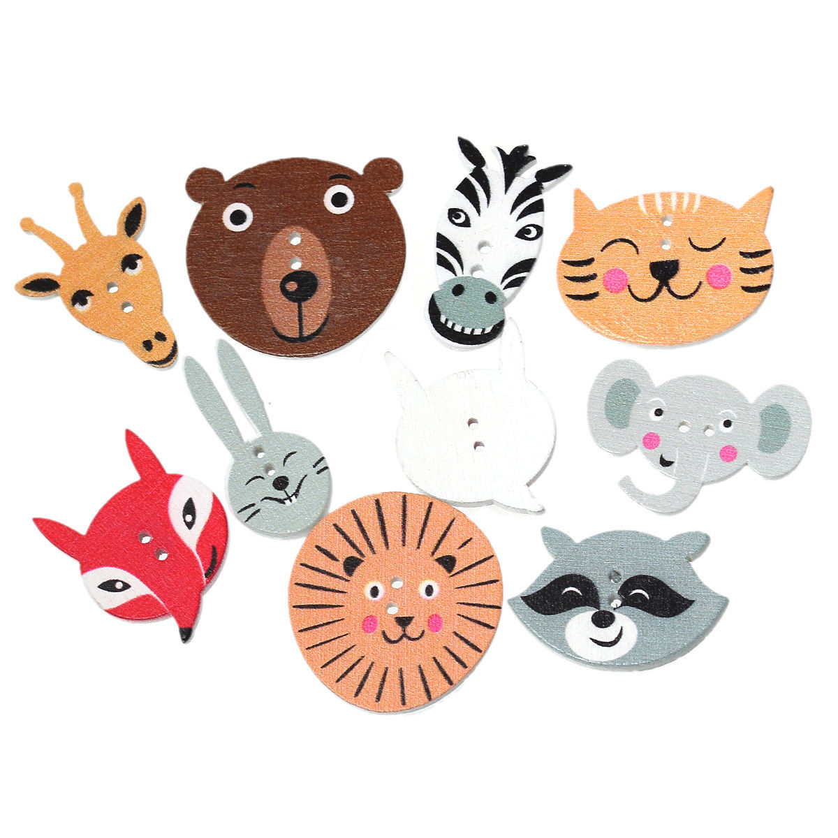 Picture of Wood Sewing Button Scrapbooking At Random Animal 2 Holes 3cm x2.9cm(1 1/8" x1 1/8") - 2.7cm x1.4cm(1 1/8" x 4/8"), 100 PCs