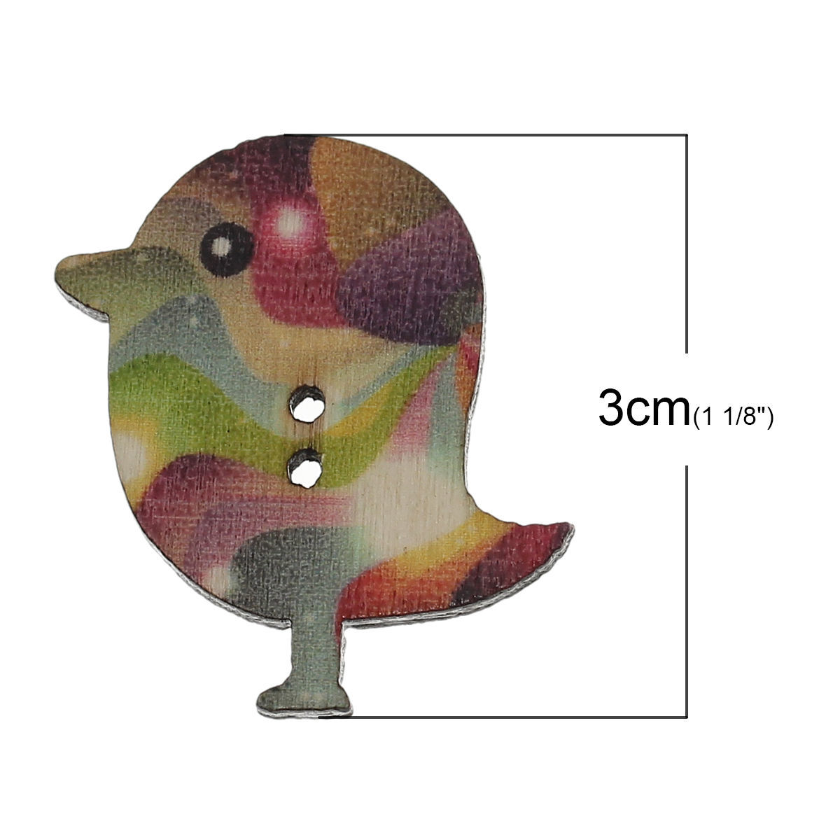Picture of Wood Sewing Buttons Scrapbooking 2 Holes Bird Animal At Random 30mm(1 1/8") x 28mm(1 1/8"), 100 PCs