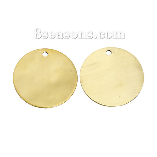 Picture of 304 Stainless Steel Blank Stamping Tags Pendants Round Gold Plated One-sided Polishing 30mm Dia., 3 PCs