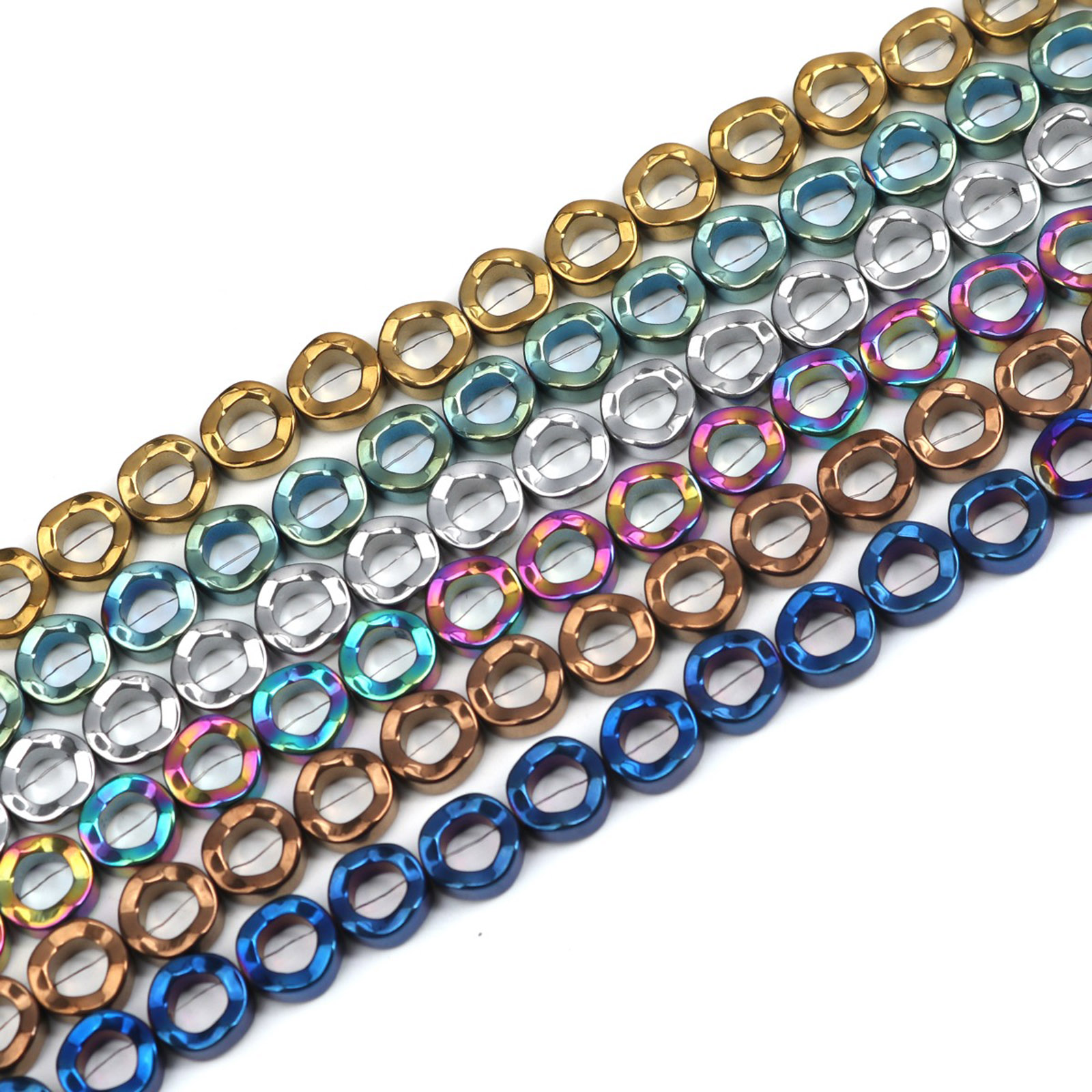 Immagine di Ematite ( Naturale ) Perline Anello Multicolore Come 12mm Dia., Foro:circa 1.1mm, 43cm L unghezza, 1 Filo (Corca 34 Pz/ Sfilza)