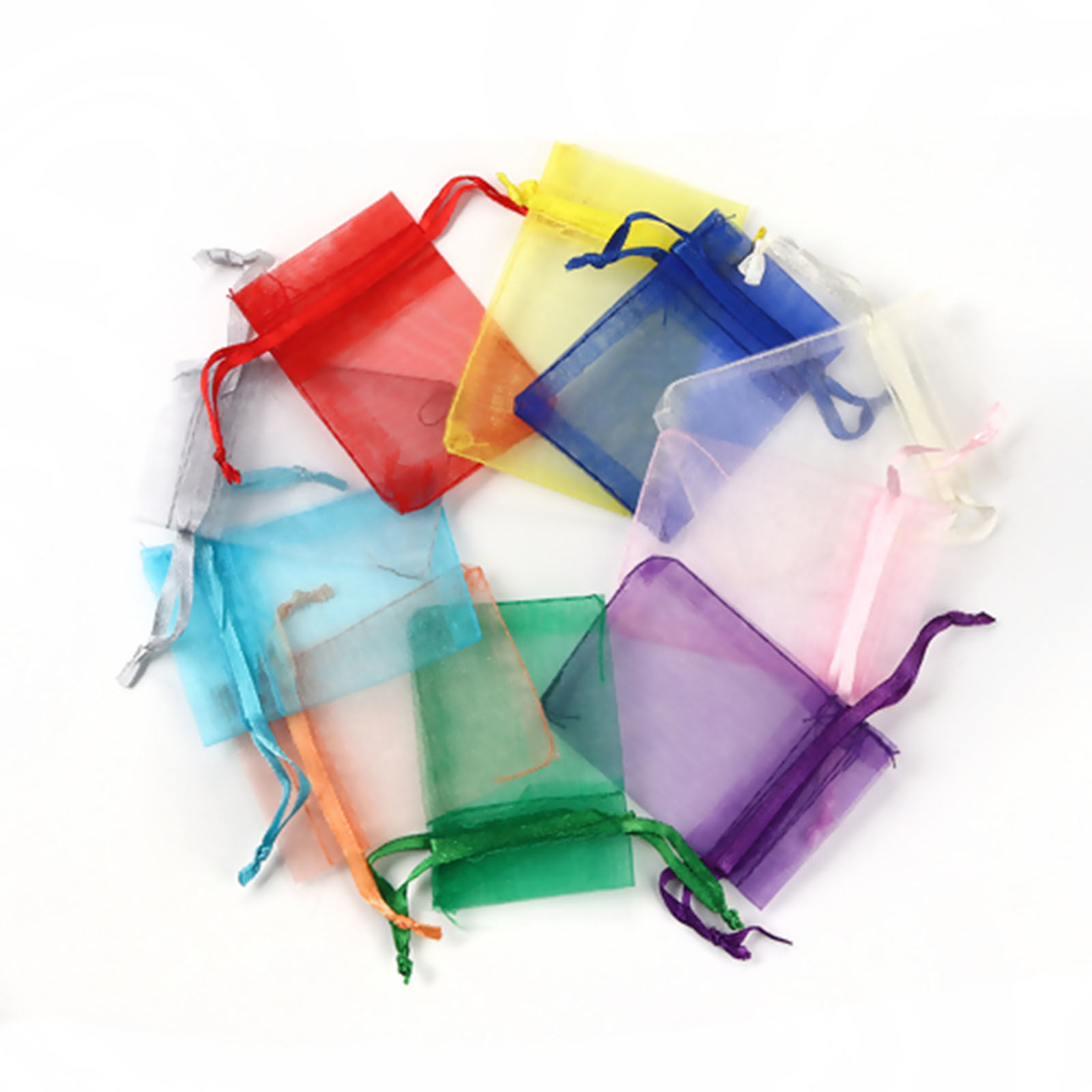 Picture of Wedding Gift Organza Jewelry Bags Drawstring Rectangle Violet