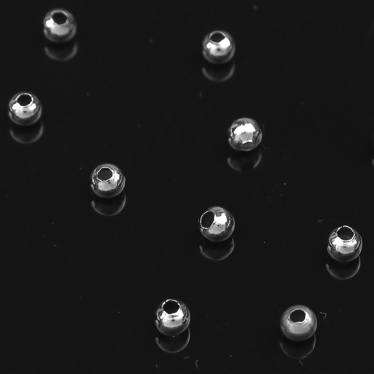 Bild von 304 Edelstahl Perlen Rund Silberfarbe Hohl ca. 10mm D., Loch: ca. 3mm, 10 Stück