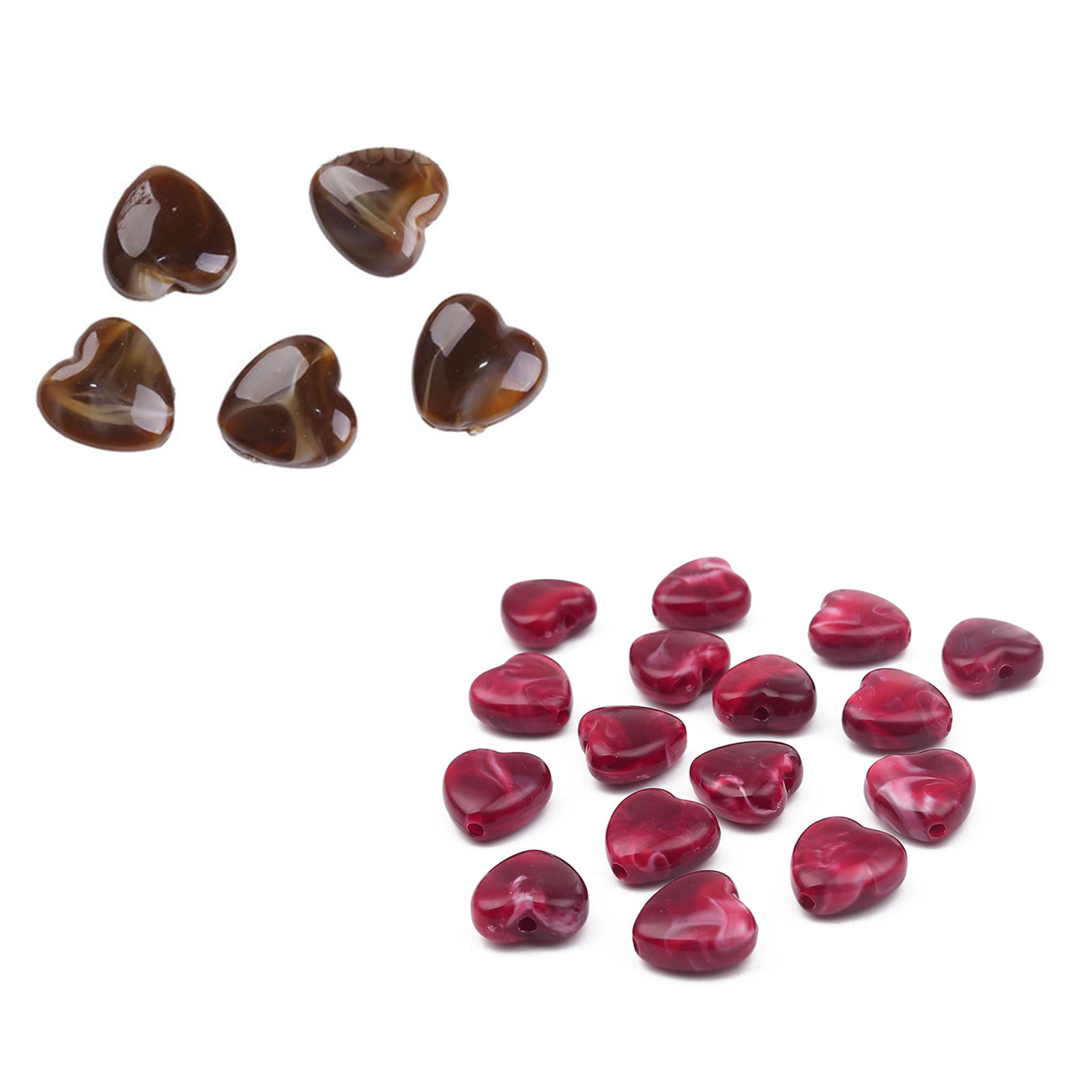 Picture of Acrylic Beads Heart Wine Red Marble Effect About 14mm x 14mm, Hole: Approx 2.2mm, 50 PCs