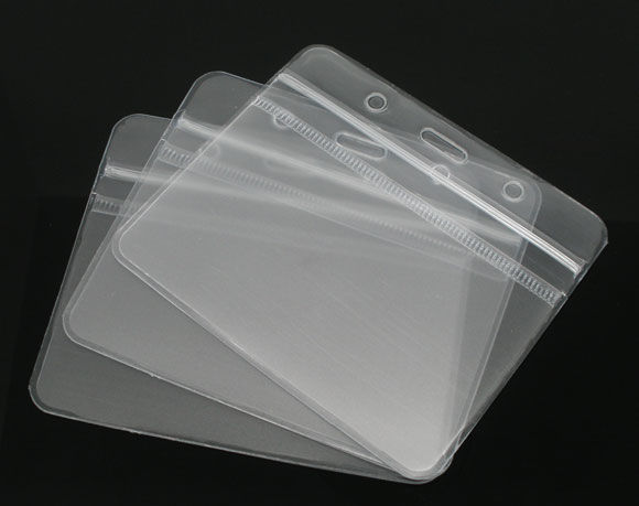 Picture of Acrylic Waterproof Horizontal ID Card Badge Holders Clear 10.2cm x7.9cm(4" x3 1/8"), 10 Sheets