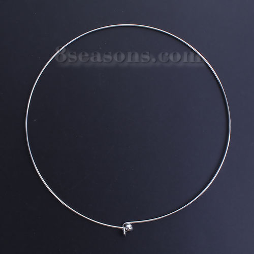 Picture of 304 Stainless Steel Collar Neck Ring Necklace Gold Plated Round With Removable Ball End Cap 44.5cm(17 4/8") long, 1 Piece