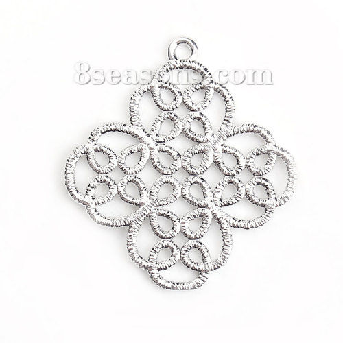Picture of Copper Metal Lace Pendants Gold Plated Filigree 30mm(1 1/8") x 15mm( 5/8"), 3 PCs